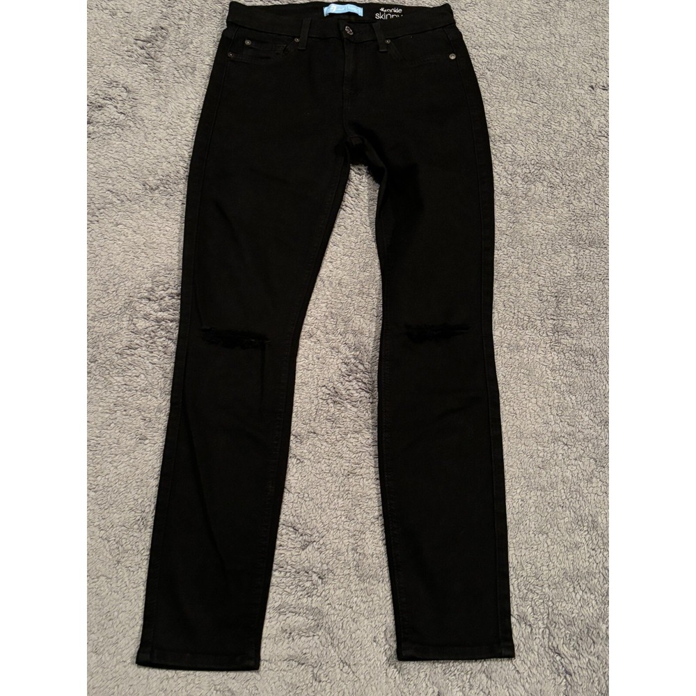 7 For All Mankind Jeans Womens 25 Black The Ankle Skinny b(air) Denim Mid Rise